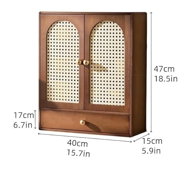 Coffee Station Establisher with Drawer Countertop Storage Organizer Desktop Storage Cabinet Mug Holder for Kitchen Elegant(Natural)