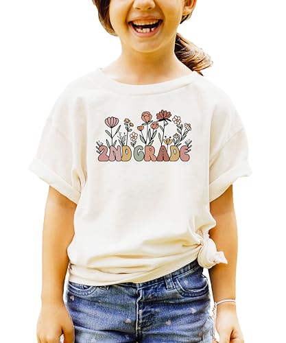 Floral 2nd Grade Shirt for Girls Cute Wildflower Boho Graphic Tee for Kids3