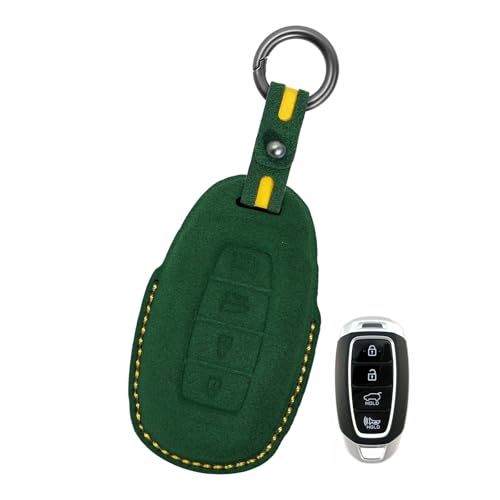 Étui de clé en cuir à 4 boutons pour Hyundai Venue Kona N 2020-2025