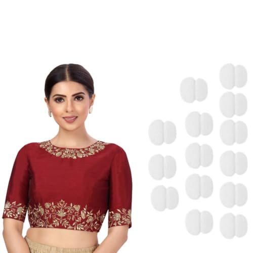 Image of Studio Shringaar Women's Readymade Art Silk Embroidered Saree Blouse with Elbow Length Sleeves