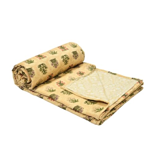 Image of Home Ecstasy 100% Cotton Mulmul Reversible Dohar for Single Bed 210 GSM (56 x 88 inches), Yellow