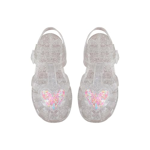 Image of Momolaa Girl's Jelly Gladiator Sandals size 2 Closed Toe Princess Summer Dress Shoes Waterproof Fisherman Water Beach Flat Sandals for Toddler/Little Kid/Big Kid Clear Footwear