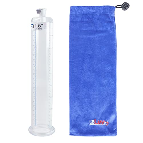LeLuv Vacuum Cylinder for Enhancement Pumps Seamless Untapered Clear Acrylic with Measurement Marks and Locking Fitting 1.50 inch x 9 inch
