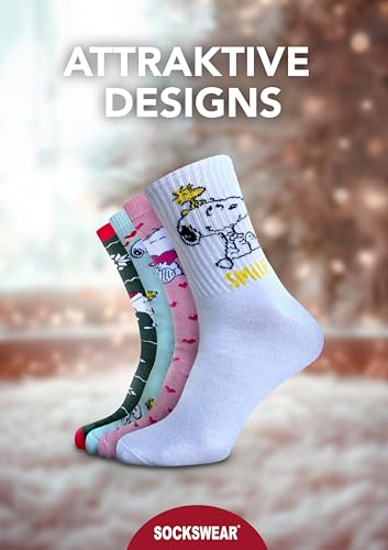 PEANUTS ® | Original Adventskalender | 24 Paar Socken Für Damen | Weihnachtskalender Mit Füßlingen + Langen Socken | Größe 37-41 | OEKO-TEX ®