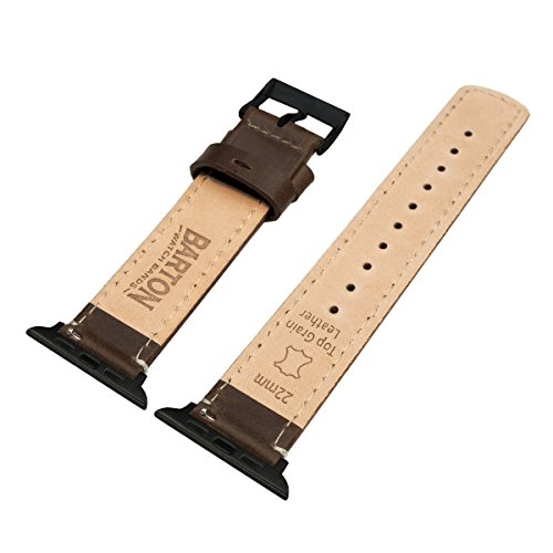 Image of BARTON WATCH BANDS - Top Grain Leather Watch Bands Compatible with Apple Watch Models - 1, 2, 3, 4, 5, 6, 7, 8, 9, 10, SE, Ultra & Ultra 2
