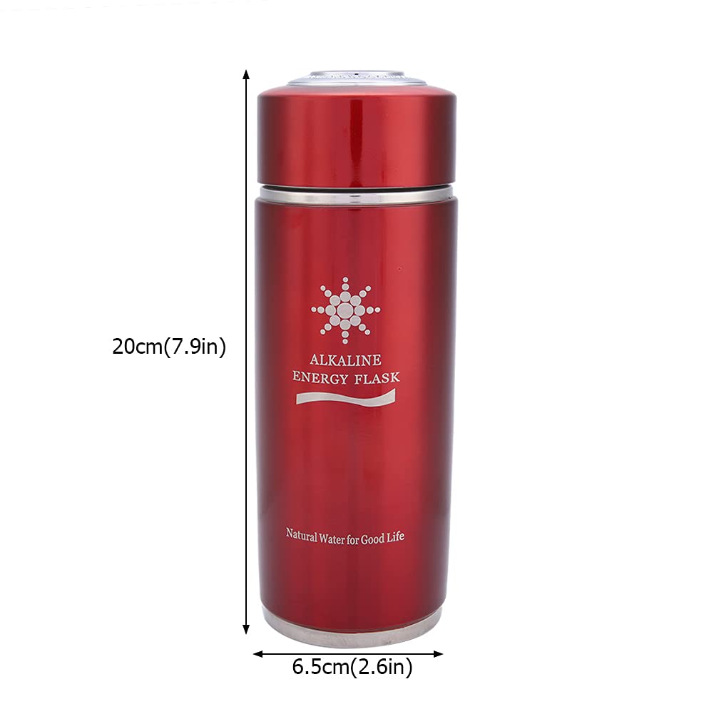 Bouteille D'eau Alcaline En Acier Inoxydable 400 Ml | Pour équilibre énergétique Et Bien-être | Couleur Rouge/bleu | Favorise Absorption Nutriments, Antioxydant - 4