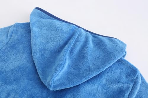 Erdawum Boys Girls Bathrobe Soft Towel Hooded Robe Kids Terry Cloth Cotton Robes(Blue,13-14Years)