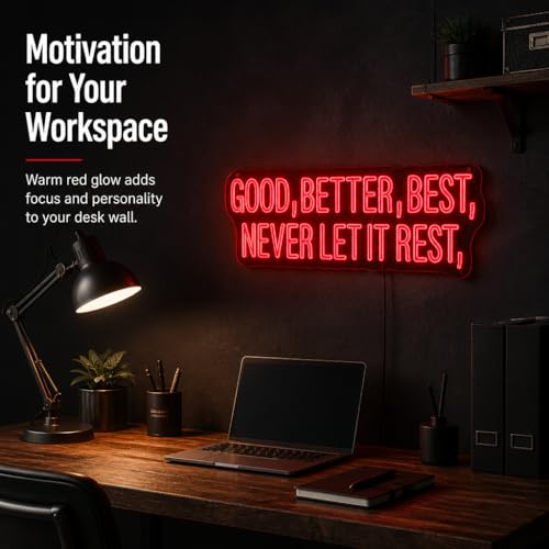 Image of inchGood Better Best inch Neon Sign, Neon Sign for Classroom, 16.5 inch x 6.4 inchIN | Motivational Quote, Inspirational Typography, Wall Art, For Home Office, Gym, Study Room & Classroom