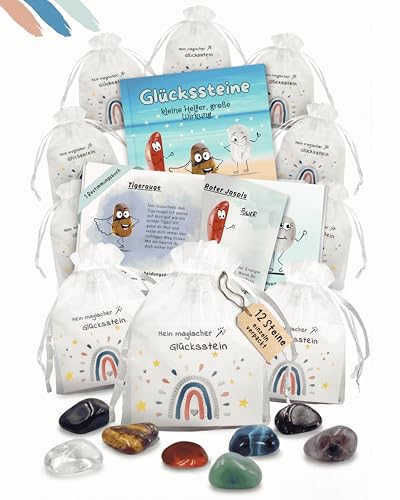 SoSi 12 Glückssteine 2-3cm Mitgebselstein Mitbringsel Give Away Glücksbringer Kindergeburtstag Gastgeschenk Kindergarten Taufe Kommunion Einschulung