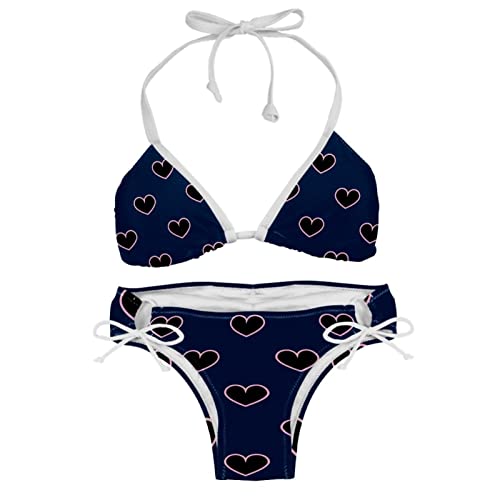 Bikini noir cœur pour femme multicolore en taille XL