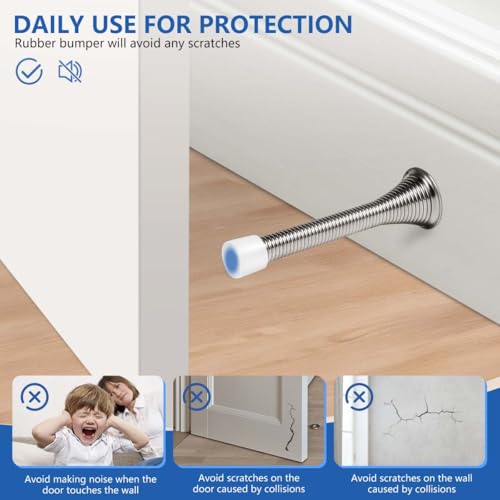 Kiseer 12 Pack Spring Door Stops 3 1/4 Inch Flexible Heavy Duty Spring Door Stopper thumb #5