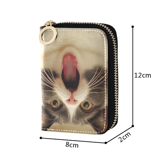 Zip Around Women's Wallets RFID Blocking Credit Card Holders Small Coin Purse Wallet with Zipper Cute Gray Vivid Cat3