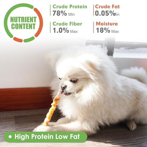 MON2SUN Dog Treats, 5 Inch Rawhide Twist Chicken Hide Sticks, Suitable for Puppy and Small Dogs, 5 Inch (Chicken, Pack of 25) - Thumbnail 4