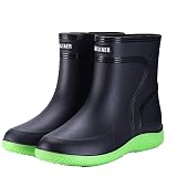 [ｕｒｉｃｃａ＼ウリッカ] 43(26.5cm) ブラック×green レインブーツ メンズ ブーツ 完全防水 おしゃれ レインシューズ ブーツ ショート 丈 アウトドア 釣り 防寒 防水 長靴 防滑 雨 梅雨 台風 対策 雨靴 農作業 園芸 ガーデニング ^bm1266^