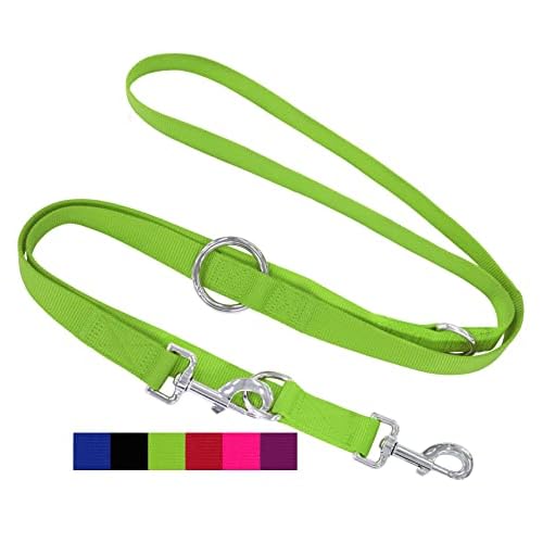 ExeQianming Sicherheitsweste, 4 gut sichtbare reflektierende Streifen Auto Breakdown-Sicherheitsweste, Sicherheitsjacke für Straßenarbeiten mit 4 Taschen, 2er-Pack 2 DEY - Premium Hundeleine Nylon, 3fach verstellbar, 2m, für kleine u. große Hunde, viele Farben, Doppel-Leine Hund Katze Welpe, Schlepp-Leine, Führ-Leine, Welpen-Leine, Grün, M