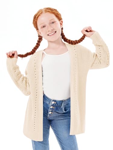 Haloumoning Girls Open Front Cardigan Sweaters Kids Fall Fashion Side Slit Outerwear 5-14 Years3