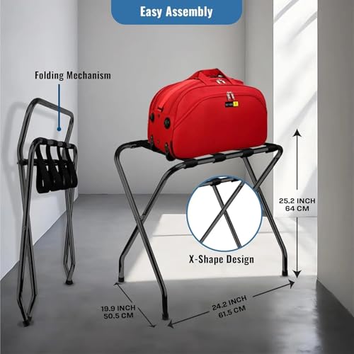 Porte-bagages entièrement assemblé pliable avec support valises