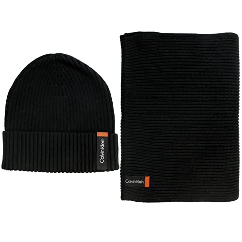 Coffret cadeau Calvin Klein avec écharpe et bonnet en coton noir