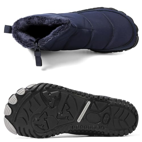 Image of Men's and Women's Barefoot Hiking Boots | Zero Drop Winter Snow Boots with Wide Toe Box | Slip-On Waterproof Ankle Booties | Minimalist Five-Finger Sneakers for Outdoor Hiking and Walking