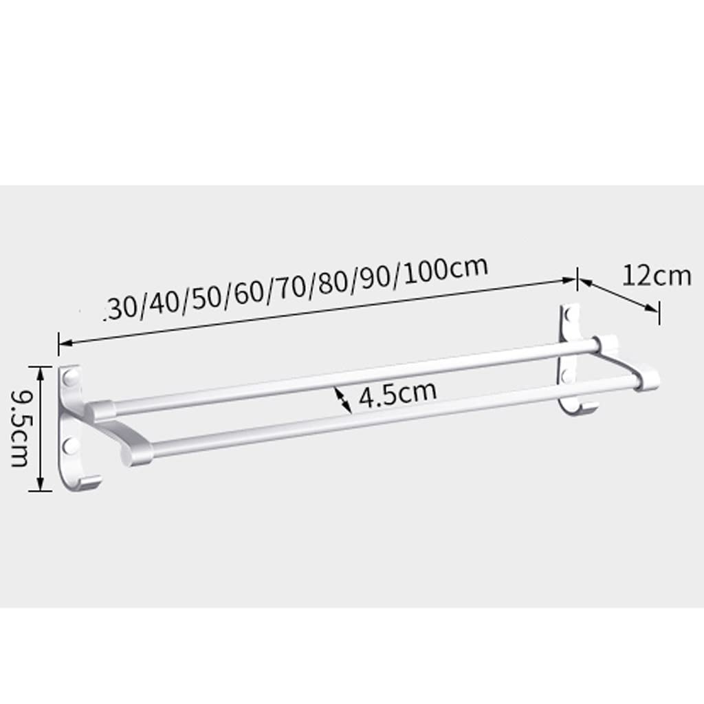 WDX - Wieszak na ręczniki łazienkowe łazienka przestrzeń aluminiowy wieszak na ręczniki podwójny pręt wieszak na ręczniki łazienka wieszak na ręczniki łazienka wieszak duża nośność (rozmiar: 70 cm)