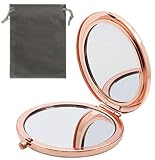 HREW Magnifying Compact Mirror for Purses with 2 x 1x Magnification, Folding Mini Pocket Double Side