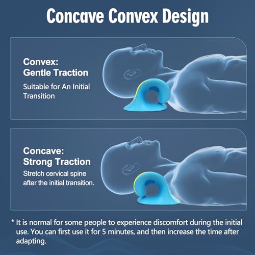 neck stretcher for pain relief neck and shoulder relaxer cervical traction device pillow for muscle relax and tmj pain relief blue