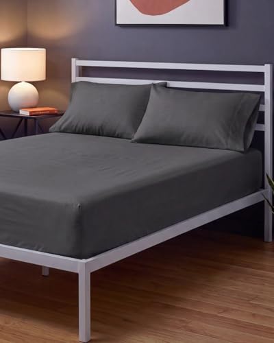 Image of Sleepy Town King Size Bed Sheets - 3 Piece - NO Flat Sheet Included - King Sheet Set - Soft, Comfy & Cooling - Easy Care - Wrinkle & Fade Free - Brushed Microfiber - Deep Pocket Sheets (Dark Grey)