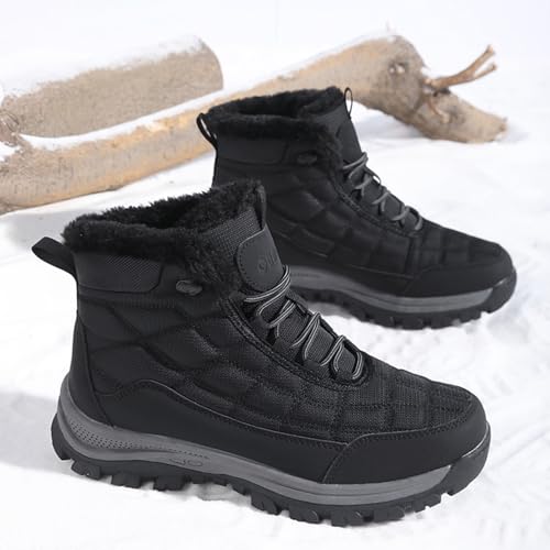 Men's Winter Fur Lined Warm Snow Boots Outdoor High-top Waterproof Non-slip Hiking Ankle Boots Comfort Walking Climbing Work Trekking Booties4