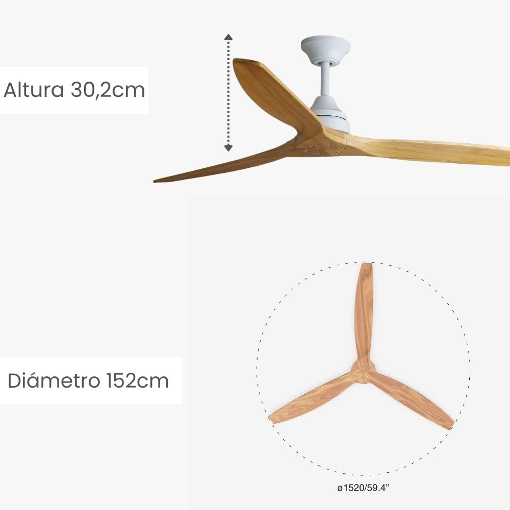 FARO 33728DC Deckenventilator ALO Stahl mattwei, Holz Kiefer H:30.2cm  152cm : Amazon.de: Kche, Haushalt & Wohnen