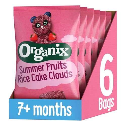 Organix Summer Fruits Rice Cake Clouds, Baby Rice Cakes Snack, Finger Food, 7+ Months, 40 g (Pack of 6)