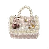 Spenlly Cute Crossboby Purse with Bowknot Shoulder Bag for Little Girls, Girls Kids Fashion Handbags with Pearl Handle (Rabbit-Pink)