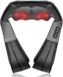 Nekteck Neck Back Massager, Shoulder Massager with Heat, Deep Tissue 3D Kneading Pressure Shiatsu Electric Massage for Muscle Pain for Office Chair Car & Home Use (Black)