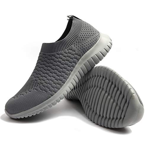 Tiosebon Men's Casual Slip-On Walking Tennis Shoes-Comfortable Knit Running Sneakers 11 Us Deep Gray/Gray #TOP6