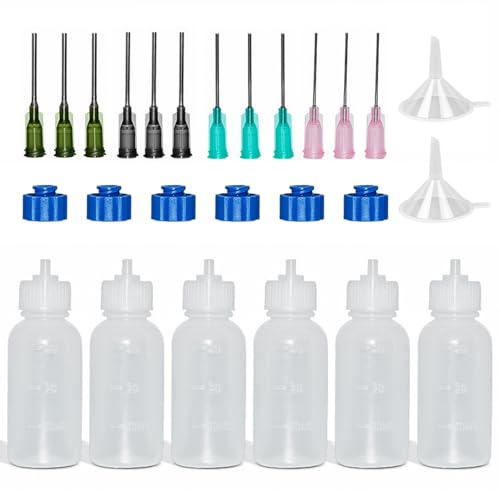 Omawrf Frasco aplicador de cola de 30 ml - 6 frascos conta-gotas de plástico espremíveis com agulha