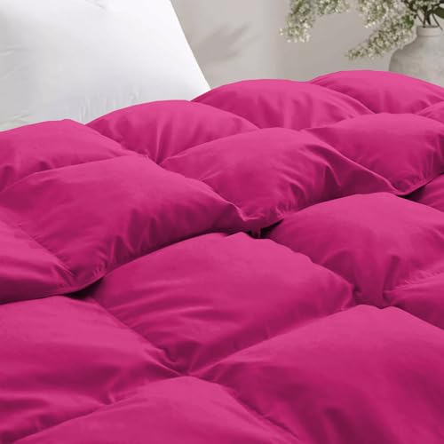 Image of 600 GSM Heavy Winter Comforter Single Size (60 inchX90 inch) - 600 GSM Microfiber Super Soft Fluffy for Winter Comforter /Rajai /Duvet /Blanket Single Size - Hot Pink Color