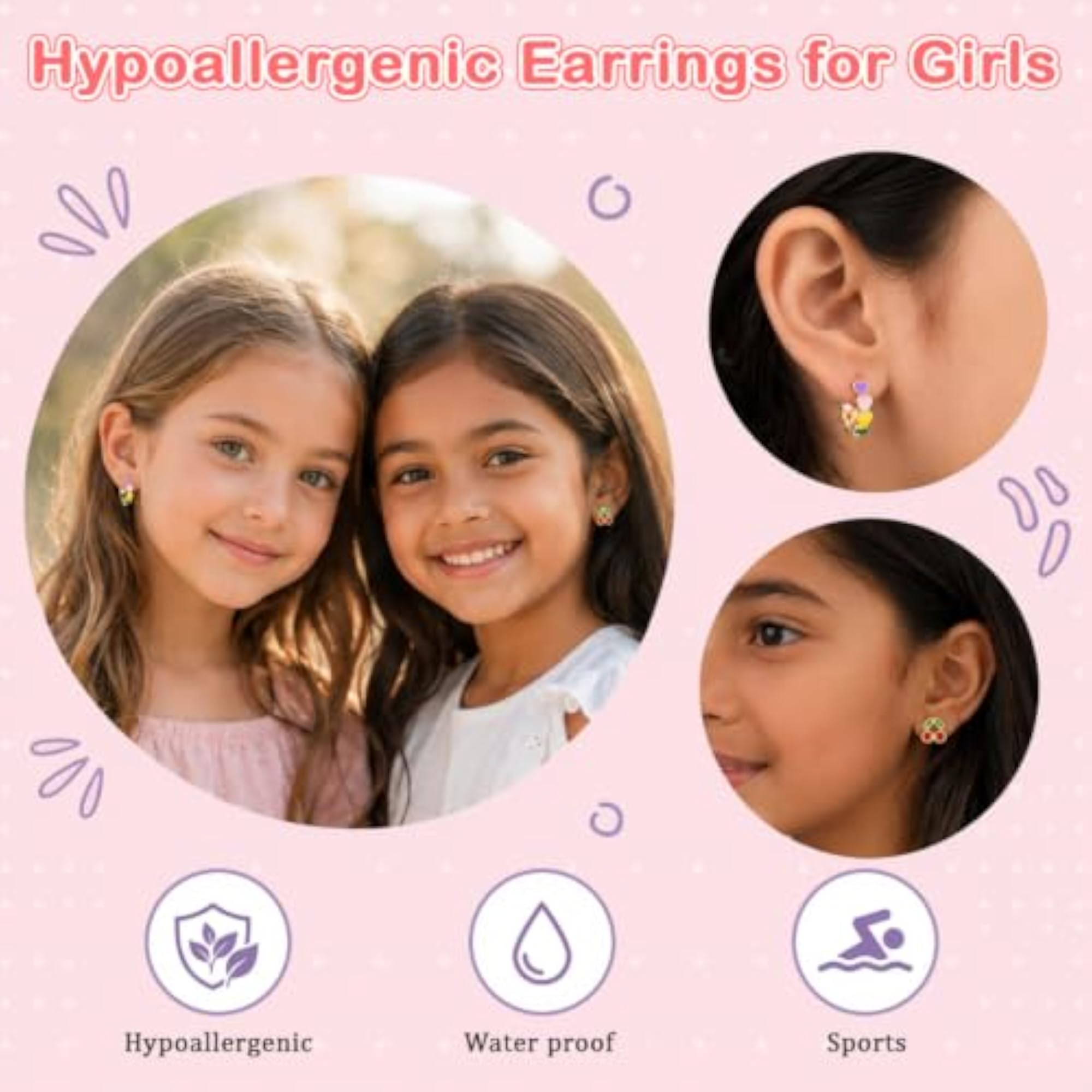 4 Pairs Stainless Steel Flat Back Stud Earrings