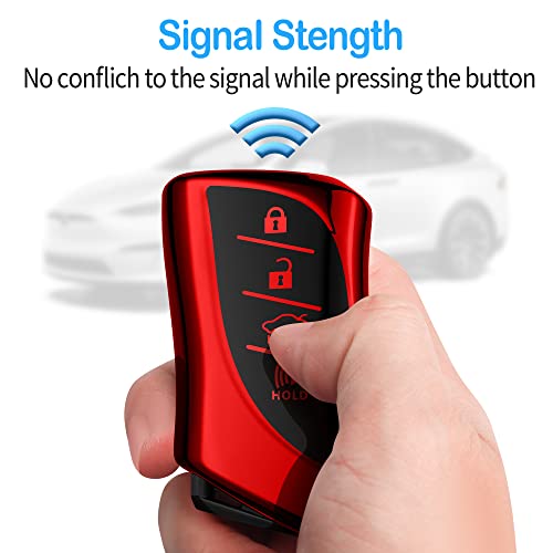 Coque de clé pour Lexus protégeant contre rayures et chocs en TPU rouge - 5