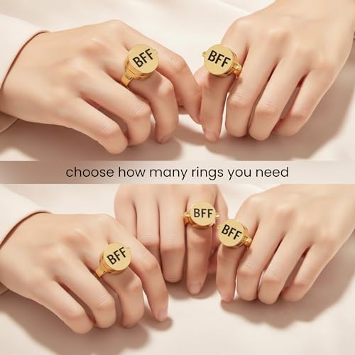 BFF Ring | Set of 2 or 3, Adjustable ring with lock, Adjustable Opening Best Friend Lock Sponge Rings Cartoon Anime for Friendship Gifts, Cool, Funny Couple, Matching Rings4