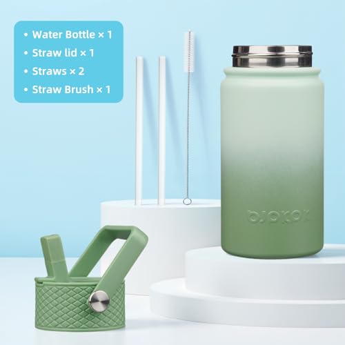 Image of BJPKPK Insulated Water Bottle, 15oz Stainless Steel with Straw Lid