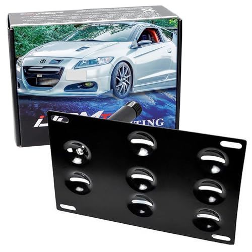 iJDMTOY No Drill Front Bumper Tow Hook License Plate Mounting Bracket Adapter Kit Compatible with 2011-2022 Honda CR-Z, 2010-2022 Gen2 Honda FIT, Insight