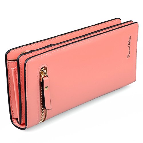 Gottowin Women PU Leather Wallet Clutch Handbag Zipper Organizer Card Holder (Salmon Pink) Gottowin Women PU Leather Wallet Clutch Handbag Zipper Organizer Card Holder (Salmon Pink)