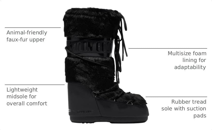 Moon Boot, Icon Faux Fur Insulated Slip On Unisex Snow Boots, M9-10.5, W10-11.5 — view 3