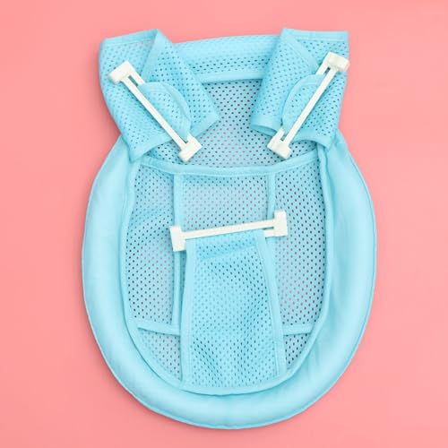 Image of Baby Bath Seat Support Net with Mesh for Head and Neck Comfort Hands-Free Bathing Blue 19 Inch