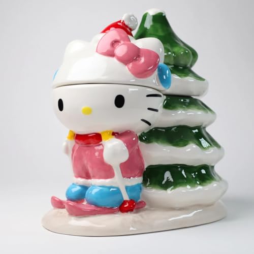Blue Sky Clayworks Hello Kitty Snow Skiing and Winter Fun Christmas Cookie Jar, 9-inches Height, Home & Kitchen Accessories, Ceramic, 23774