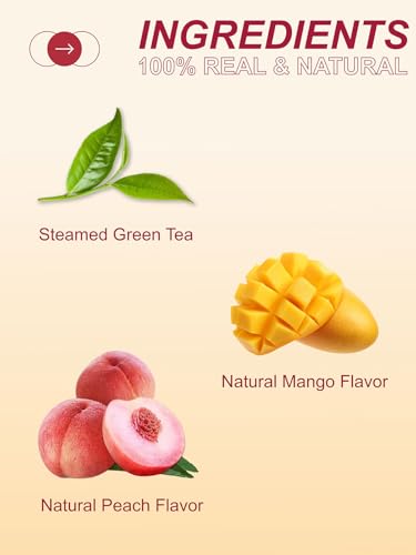 Image of TeeLux Mango Peach Green Tea, Steamed Green Tea Blend, Fruit Aroma, 100ct
