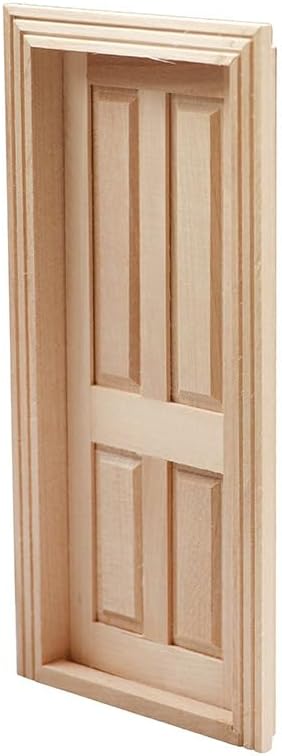 Miniatura 4 de AirAds Dollhouse 1:12 Miniatures Puerta de 4 paneles madera sin terminar