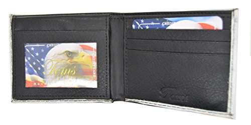 Men's Handcrafted Faux Leather Flip ID Bifold Wallet Eagle USA Flag2