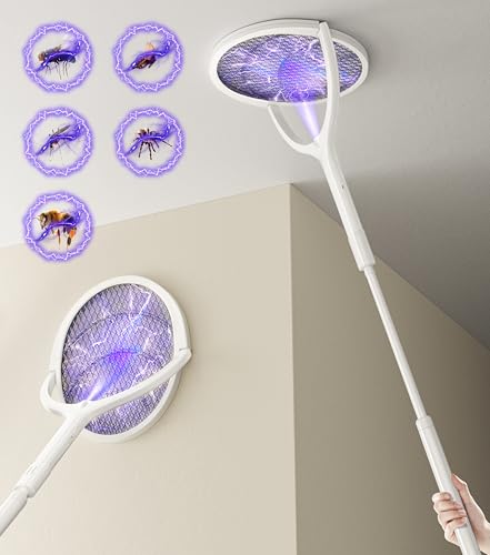 YESDEX Electric Mosquito Zapper - 180° Rotating Head Rechargeable Mosquito Swatter, 4000V Bug Zapper Electric Mosquito Trap, Mosquito Repellent with a Telescopic Extension for Indoor & Outdoor