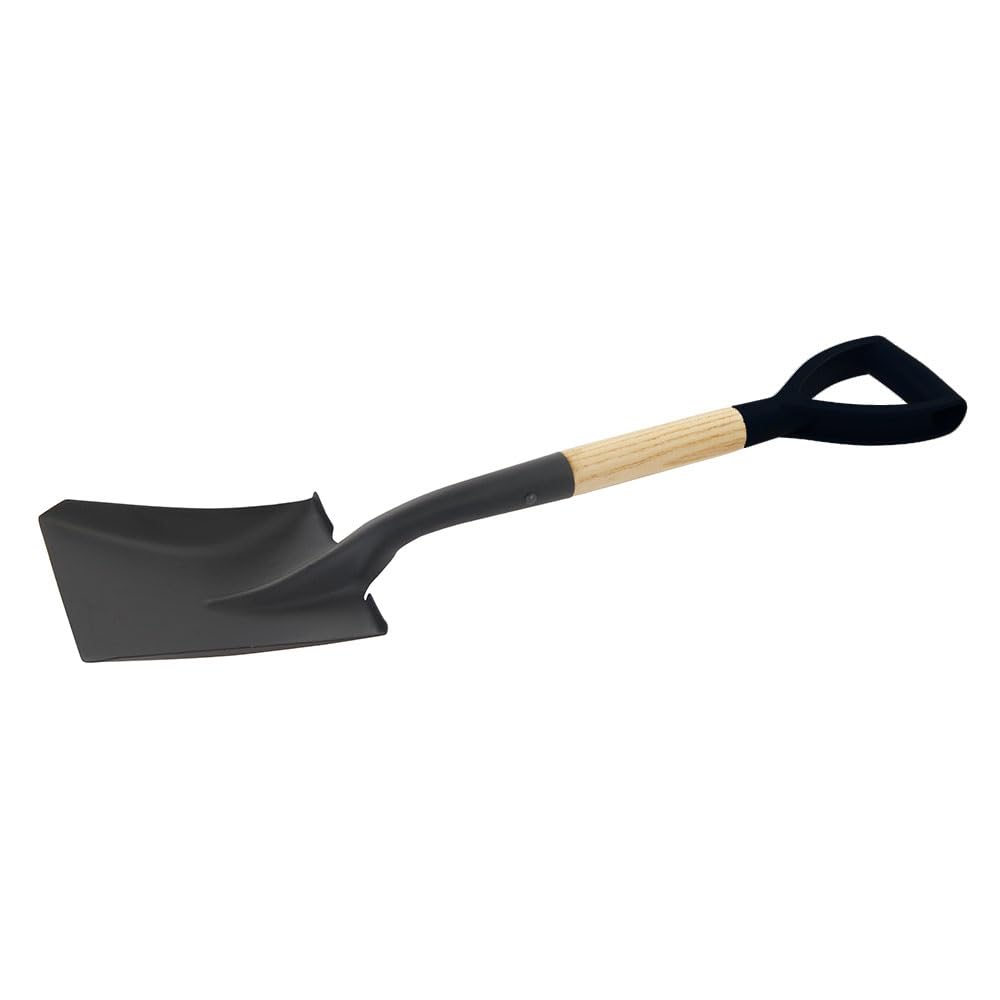 Eckige Mini Schaufel 700 mm + Spitzer Mini Rundspaten 700 mm Profi Set Garten Schippe mit D-Griff und Holzgriff Spaten