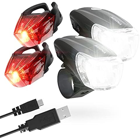 ABSINA 2X LED Fahrradlicht Set USB aufladbar Cover